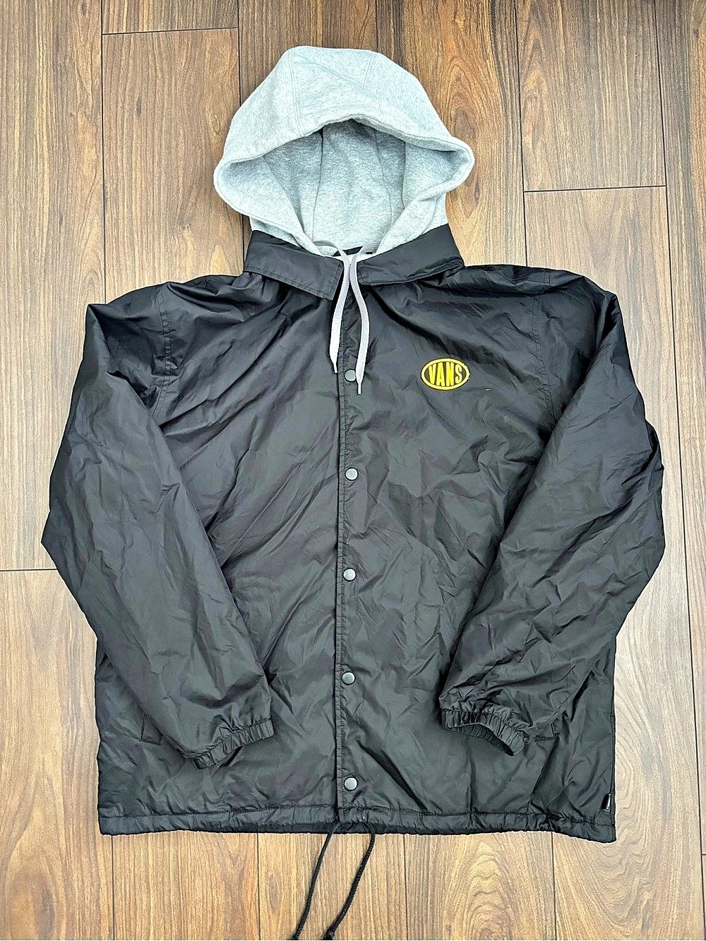Vans Riley Hooded Coach's Jacket Black & Gray XL